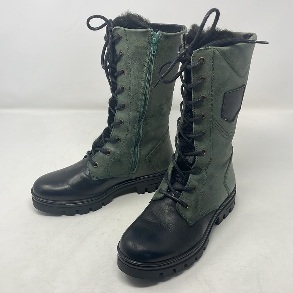 Eric Michael Leather Colorblock Combat Boots - image 3